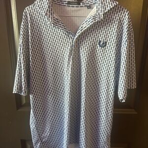 Fred Perry White and Blue Pattern Polo Shirt